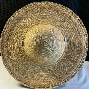 Vintage 90s Women's Straw Sun Hat Woven Beach Garden ~ Sombrero Style